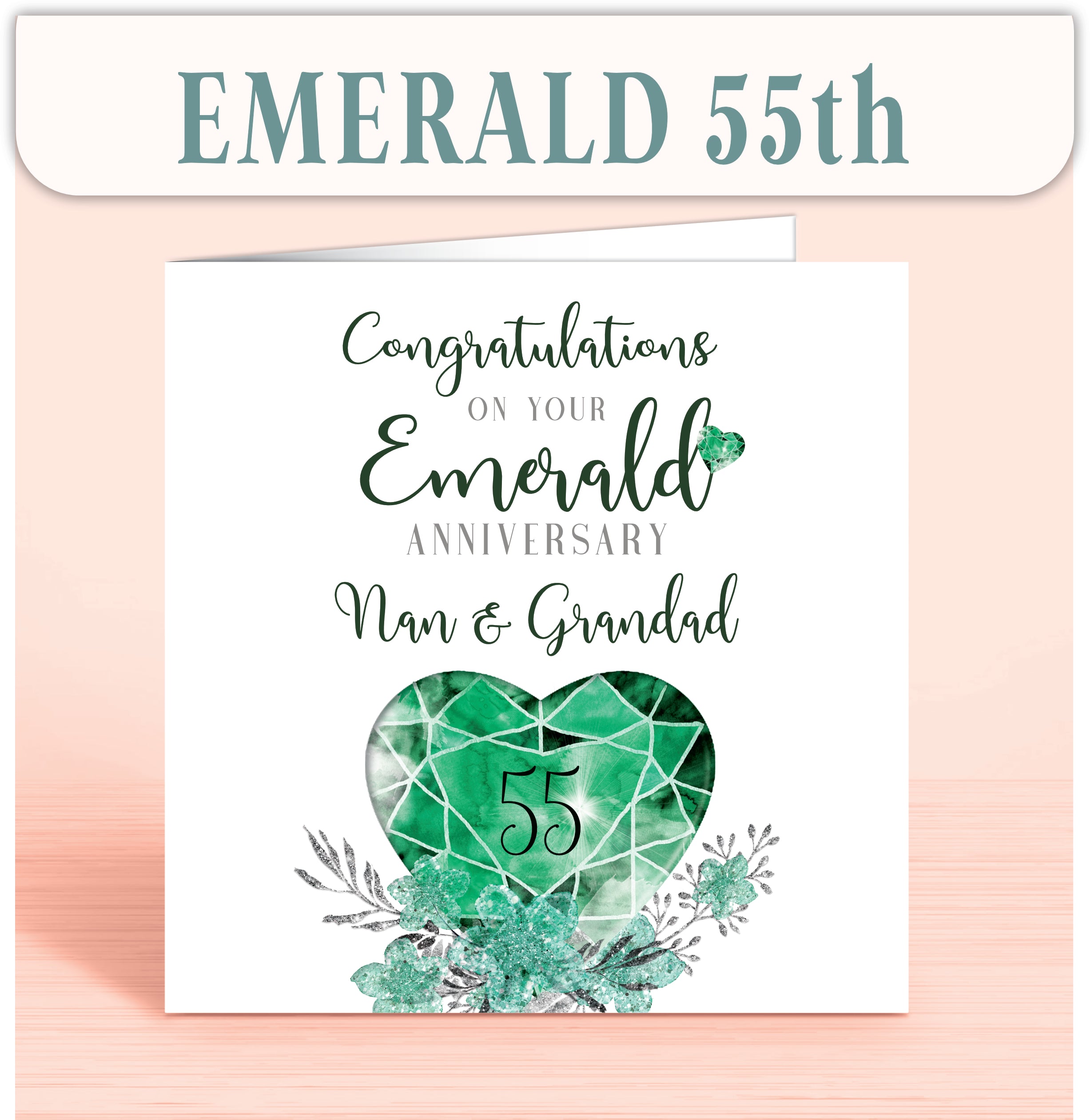 Emerald 55th Anniversary Cards, Personalised