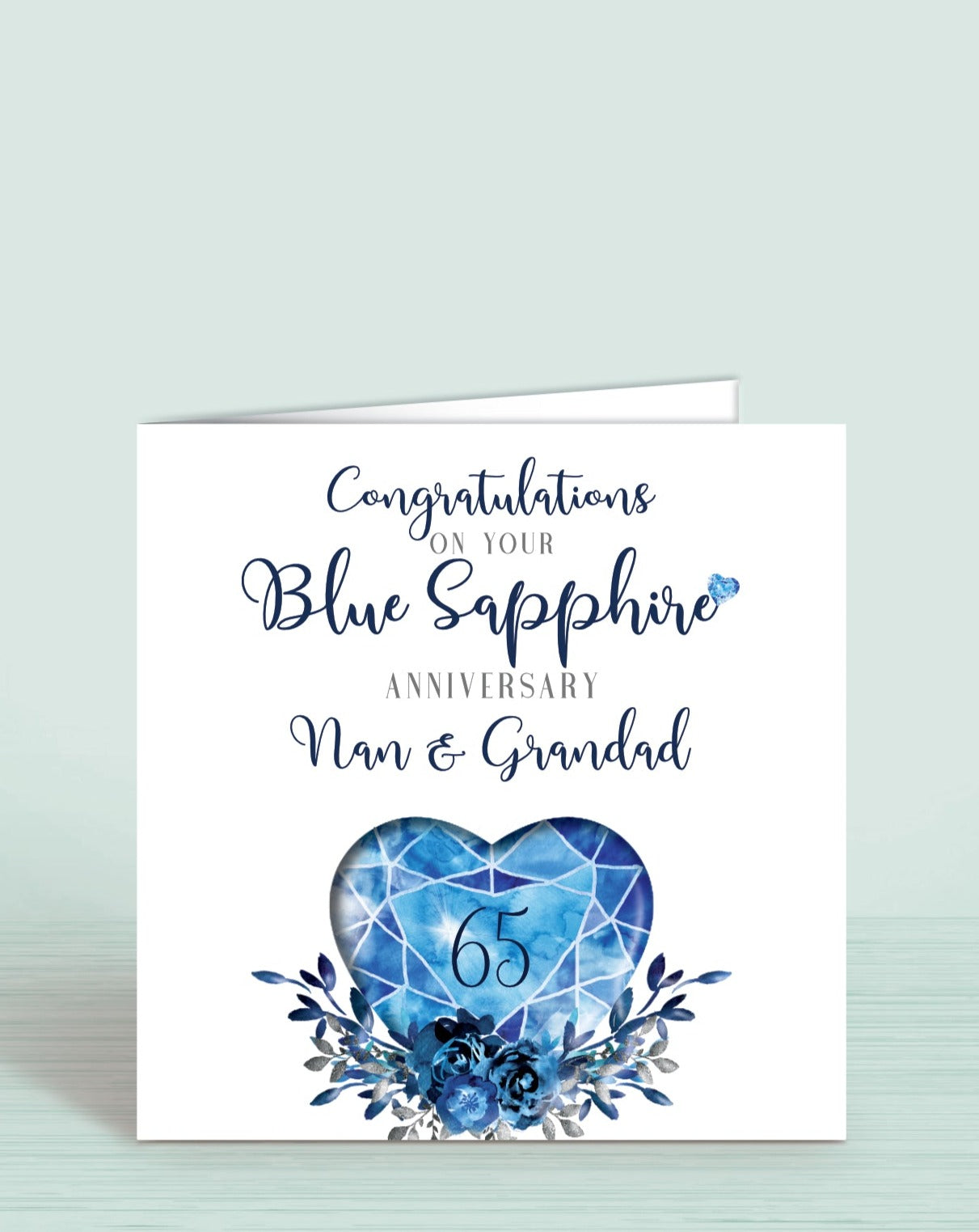 65th Blue Sapphire Anniversary Card, On your Blue Sapphire Anniversary, Nan & Grandad, 65 years