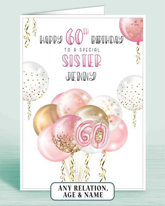 Auntie Birthday Card, 60th Birthday Card, Personalised Birthday Card for Her,  Any Age, Any Relation | Oliver Rose Designs