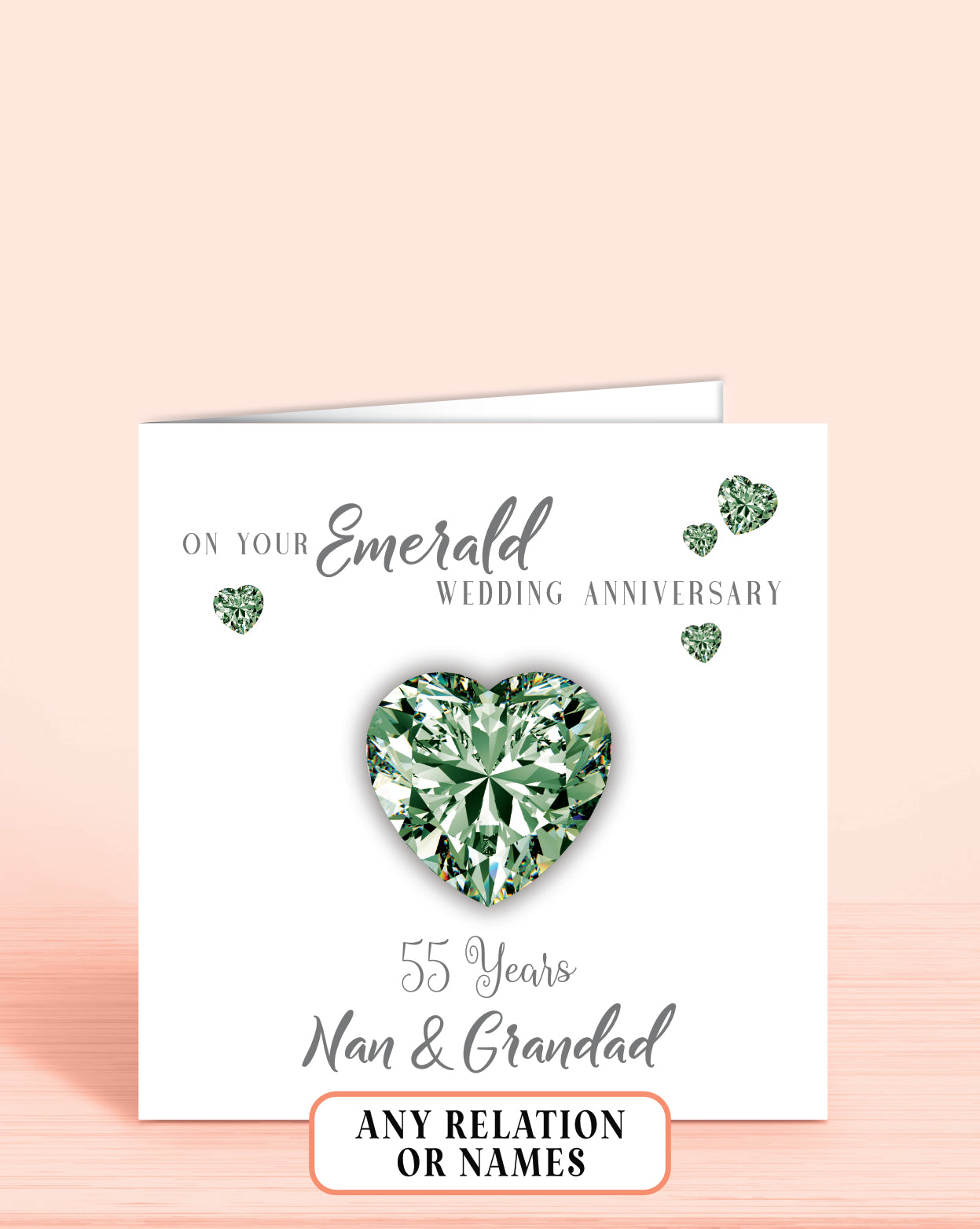 55th Emerald Anniversary Card, On your Emerald Anniversary, Nan & Grandad, 55 years