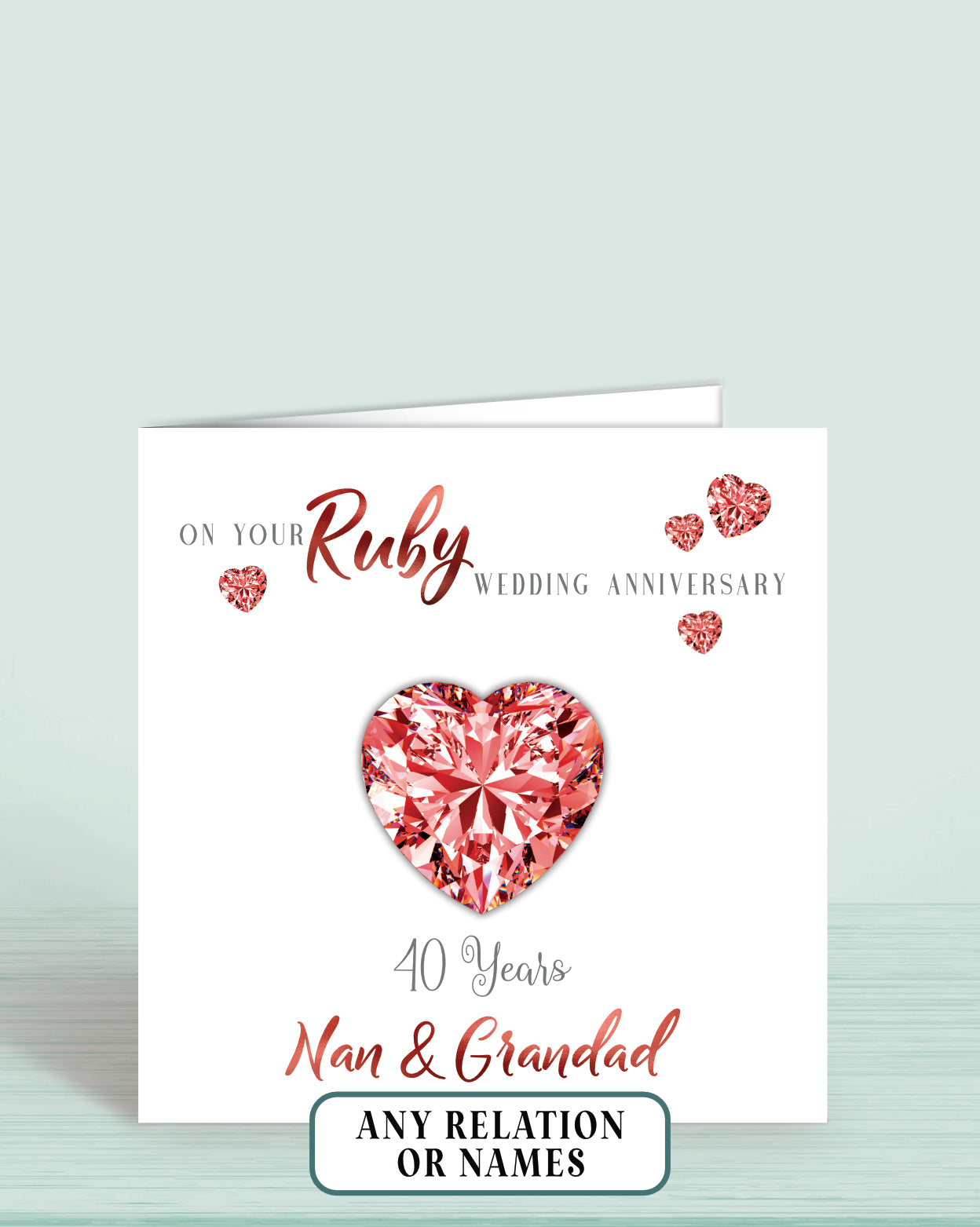 40th Ruby Anniversary Card, nan & grandad, 40 years, on your wedding anniversary | Oliver Rose Designs