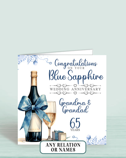 Grandma & Grandad 65th Blue Sapphire Anniversary Card, Congratulations On your Blue Sapphire Wedding Anniversary, 65 years