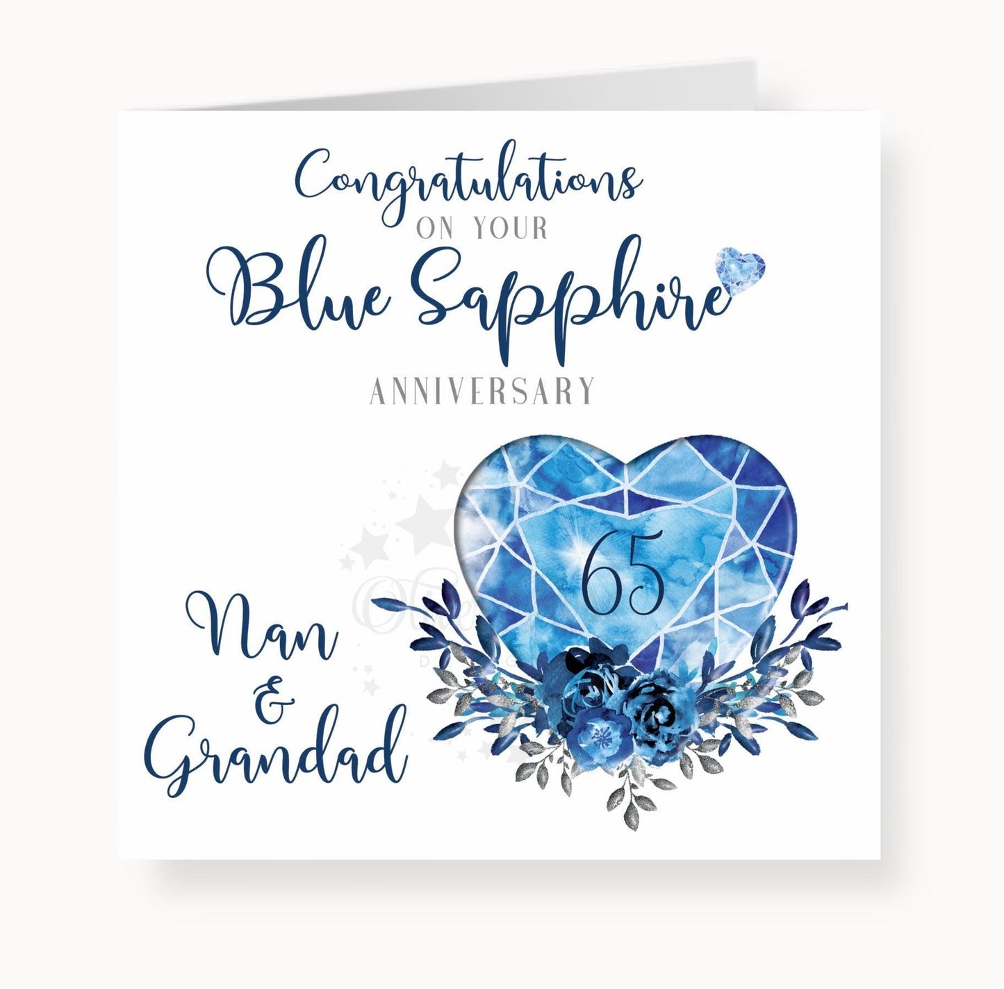 65th Blue Sapphire Anniversary Card, Nan & Grandad, On your Blue Sapphire Anniversary, Personalised Card, 65 years