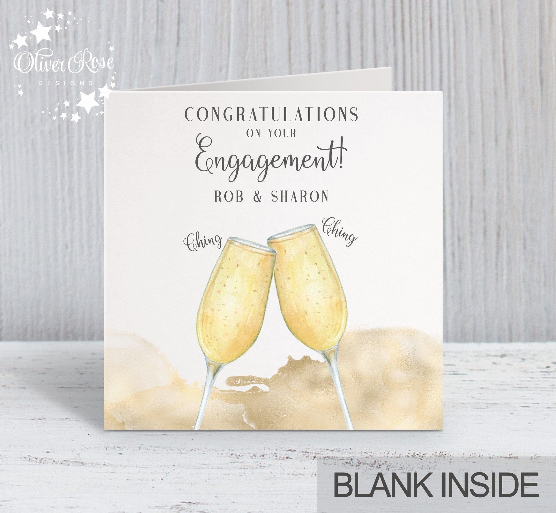 Personalised Engagement Card, Congratulations on your engagement with Names | Oliver Rose Designs