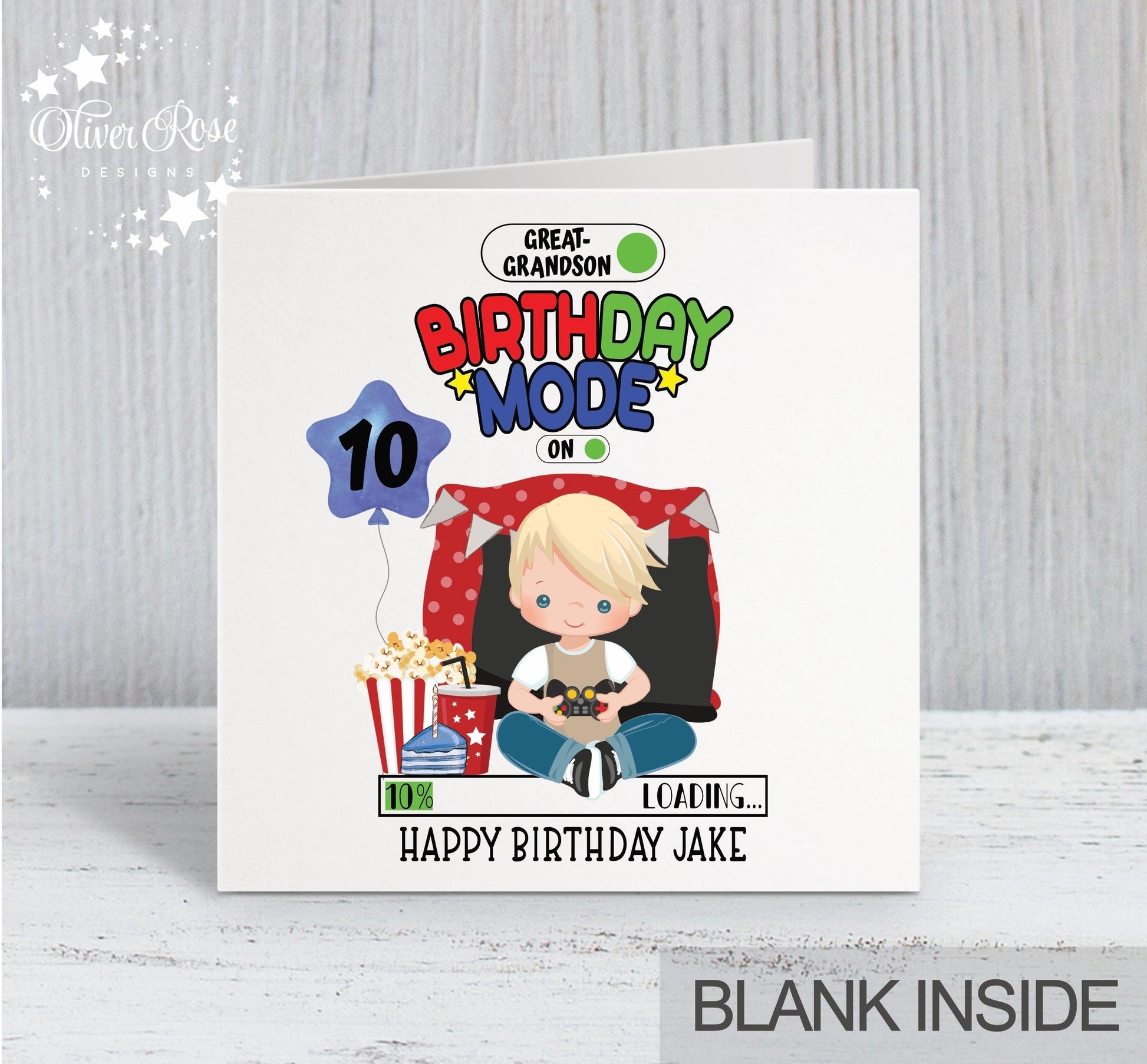 Gaming Gamer Theme Birthday Card, Boys, Personalised Card, 10th Birthday Card, Great-Grandson